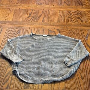 Poetry Women's  cropped ribbed knit Sweater in Soft Gray/Brown 100% linen